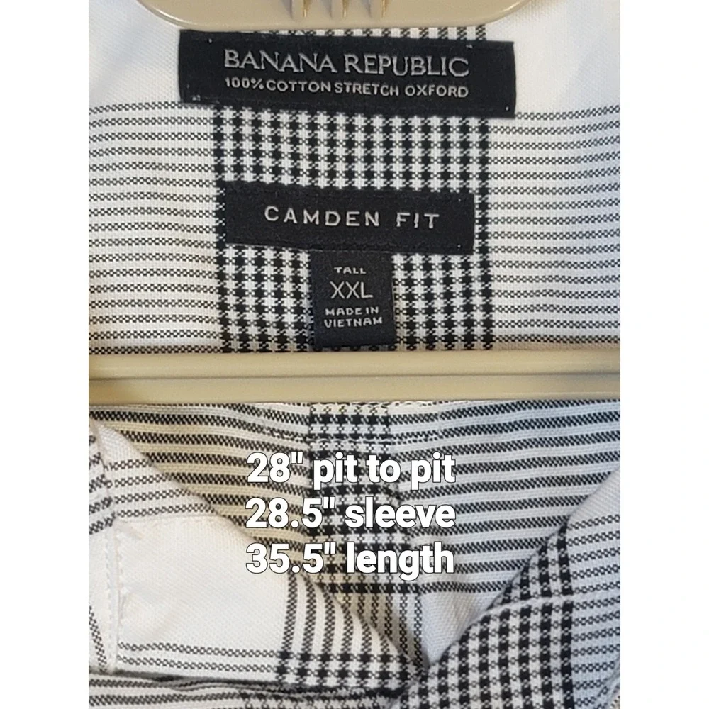 Banana Republic Camden Fit Plaid Cotton Oxford Shirt Western Preppy Mens 2X Tall